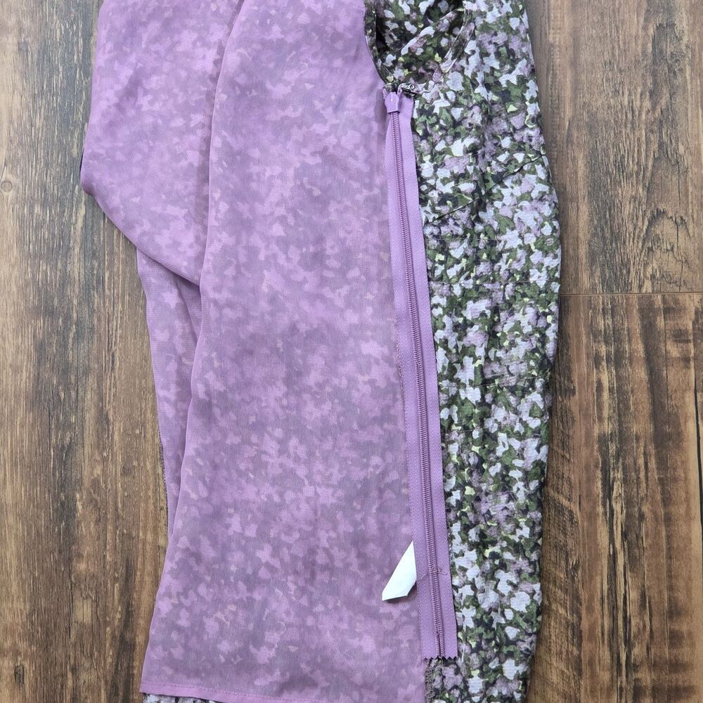 J.Crew Women 4 100% Silk Floral Tiered Sleeveless Blouse Purple Lined Romantic - Picture 9 of 10